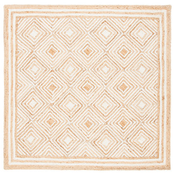 Safavieh Vintage Leather Collection NF889A Rug, Natural/Ivory, 6' X 6' Square
