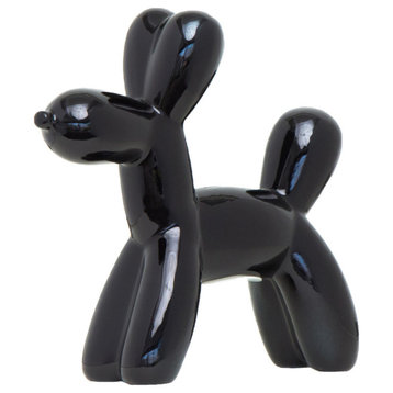 Interior Illusions Plus Black Mini Ceramic Dog Piggy Bank - 7.5" tall