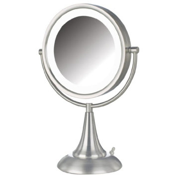 Jerdon HL8510NL 8.5-Inch Tabletop Two-Sided Swivel LED Vanity Mirror with 8x Mag