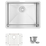 Stylish - STYLISH 23" x 18" Stainless Steel 16 Gauge Single Basin Undermount Kitchen Sink - Upgrade your kitchen with this 23&rdquo; x 18&rdquo; single bowl undermount stainless steel sink. Featuring a modern, rectangular design, it offers a luxurious look while the handmade SUS 304 16G stainless steel ensures exceptional durability. The brushed satin finish maintains its elegance over time.