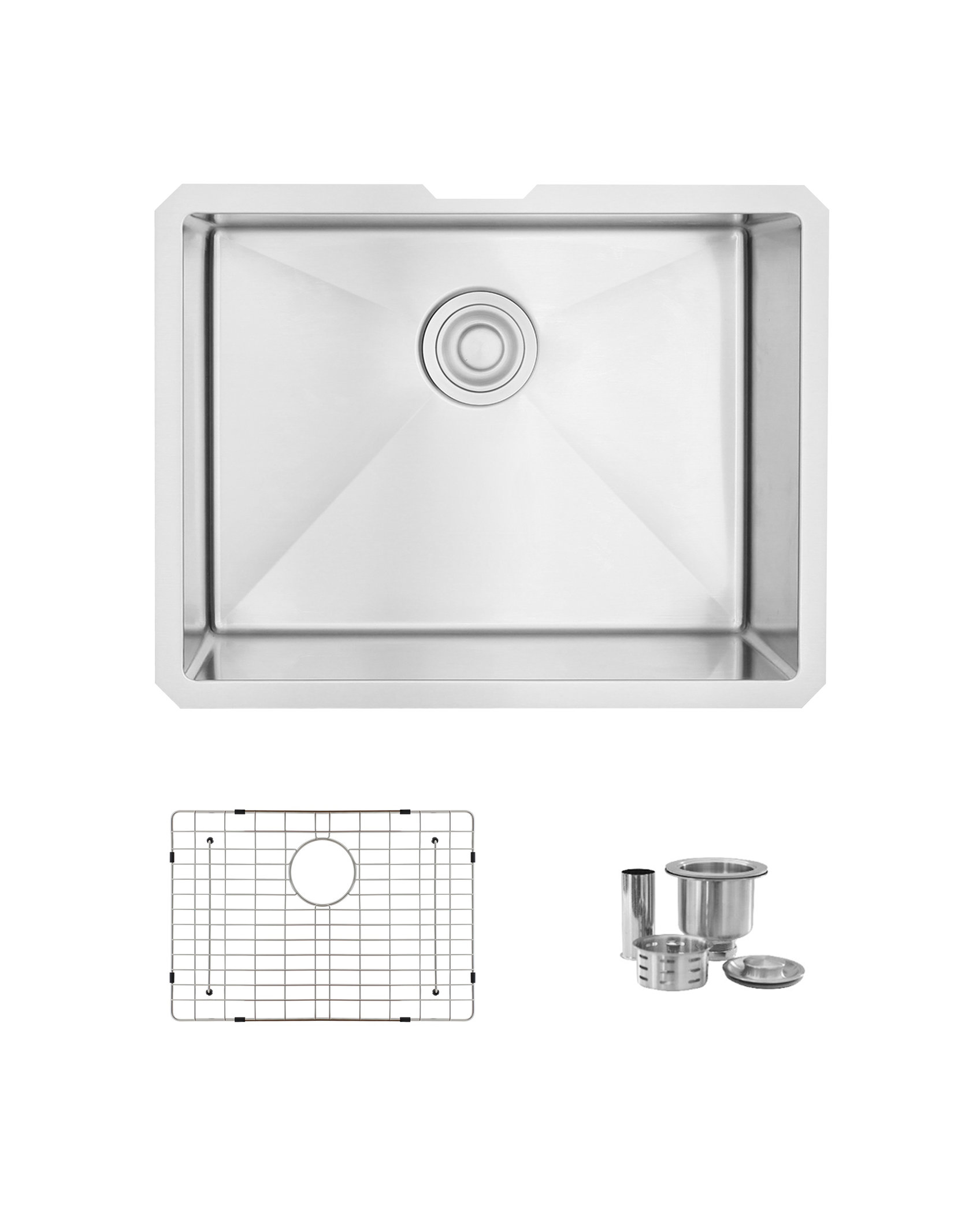 STYLISH 23" x 18" Stainless Steel 16 Gauge Single Basin Undermount Kitchen Sink
