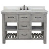 Single Fir Sink Vanity Driftwood With Arctic Pearl Quartz Marble Top, Gray, 48"