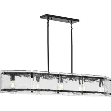 Rivera Collection 5-Light Matte Black Luxe Island Linear Chandelier Light