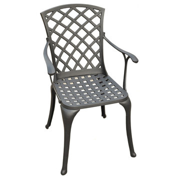 Sedona Cast Aluminum High Back Arm Chair, Charcoal Black Finish (Set of 2)