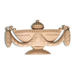 Inviting Home Inc. - Tucson Decorative Urn Wood Carving, White Hardwood/Bass - Onlays And Appliques