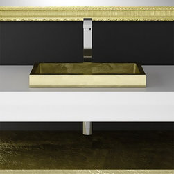 Small Rectangular Drop-in Bathroom Sink | Gold Leaf - Bathroom Sinks