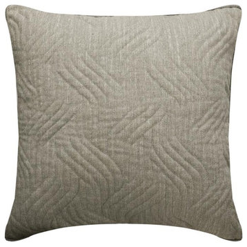 Designer 18"x18" Quilted Silver Grey Linen Throw Pillow Covers, Silver Sway
