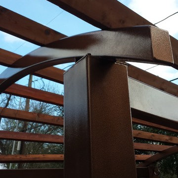 18' x 14' Metal and Cedar Pergola Arched