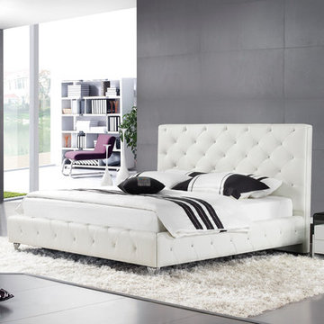 Crimson Leather Platform Bed