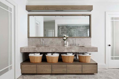 Inspiration for a modern bathroom remodel in Boston