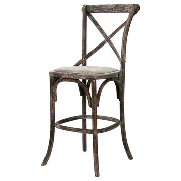 Parisienne Cafe Counter Stool, Limed Charcoal
