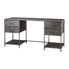 60-Inch 4-Drawer Transitional Style Metal Computer Desk Graphite Finish Made Of
