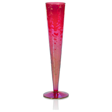 Kandi 4-Piece Slim Champagne Flute Set, Luster Red