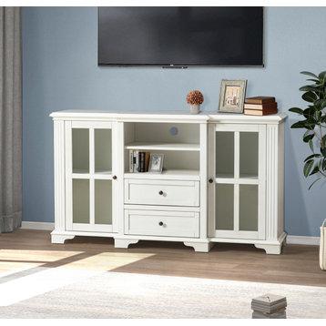 TV Stand With Storage With 2 Drawers, White