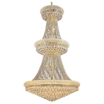 Bagel Design 32 Light 36" Gold Chandelier With Clear European Crystals