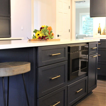 Starmark Kitchen in Bridgeport Blueberry w/ Walnut Oregano Floating Shelves