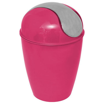Mini Trash Can for Countertop 0.5 Liter -0.3 Gal Chrome Lid, Fuchsia