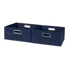Cubo Set Of 2 Half-Size Foldable Fabric Storage Bins, Blue