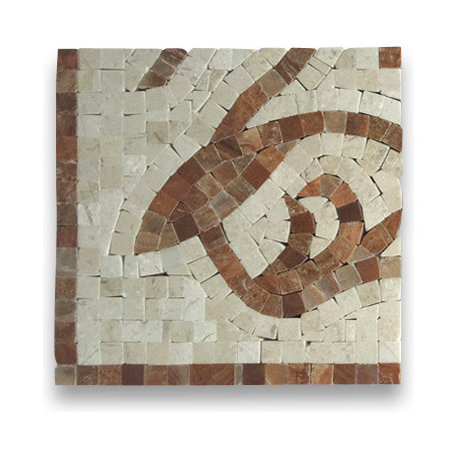 Marble Mosaic Border Accent Tile Floral Red Wooden 5.9x5.9 Polished, 1 piece