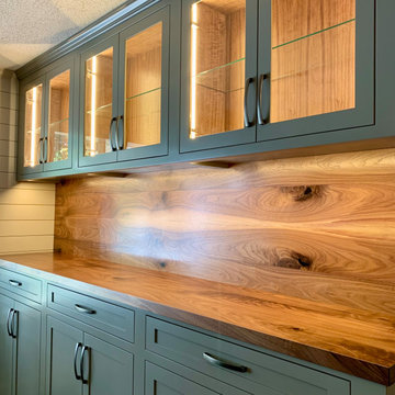 62 Screws Grey Blass Cabinet w/ Black Walnut & Custom LED Lighting