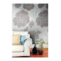 Interior wallpaper rose pattern silver tile - Products