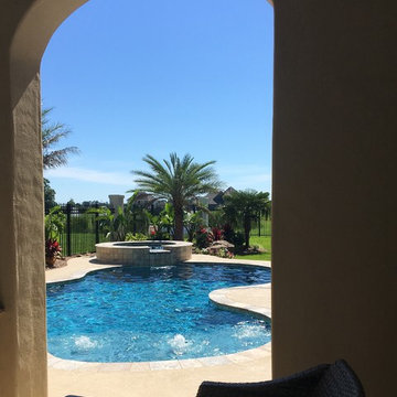 New Gunite Swimming Pool with Raised Spillover Spa