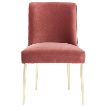 Safavieh Nolita Velvet Dining Chair Dark Rose Pink