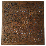 Asiana Home Decor - Elegant Wood Carved Wall Plaque. Bali Wood Carved Lotus Floral Wall Art. 48", Br - Set of 4 Large Wood Carved Panels. Large decorative carved wood wall art plaque. Perfect for large wall decoration. Floral wall art that will add beauty to any room. Creating luxurious decorative designs from traditional to contemporary home. Bring warmth and character to any room in your home.Made from teak wood. A product of Thailand that expresses a wonderful home decorative ambiance.