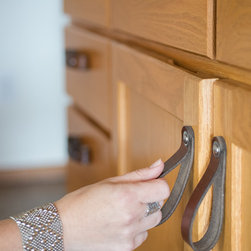 Kitchen Island Turned Kitchenette with Leather Drawer Pulls - Cabinet And Drawer Knobs