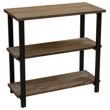 Pomona 31"H 2-Shelf Metal and Solid Wood Under-Window Bookcase