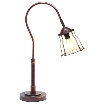 Elegant Designs Red Bronze Open Cage Table Lamp