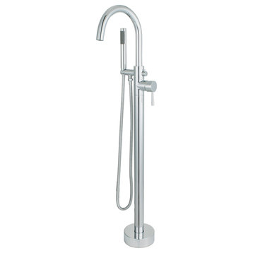 Single-Handle Floor-Mount Freestanding Tub Faucet With Hand Shower, Chrome