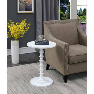 Convenience Concepts Palm Beach Spindle Table in White Wood Finish