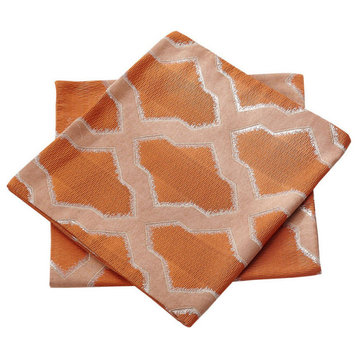 Safi Jacquard Valance and Pillow Shell Sets , Burnt Orange, 20" X 20" / 56" X 19