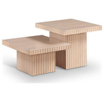 Meridian Furniture - Spencer Oak Veneer Coffee Table, Natural, 12" H and 18" H, 2 Piece - Indulge in the allure of the Natural Oak Veneer Spencer Modular Coffee Table by Meridian Furniture. Its captivating design and luxurious Natural Oak Veneer elevate any space with effortless elegance. Crafted with precision and durability in mind, this stunning piece becomes the focal point of gatherings, fostering moments of connection and warmth. Embrace sophistication and style with the Spencer Modular Coffee Table, a testament to exquisite taste and timeless beauty.