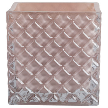 Vickerman LG182415 4" Almondine Square Glass Container Set of 2