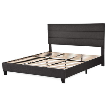 King Size Bed Frame, Upholstered Platform Bed Frame with Headboard