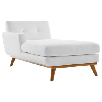 Gianni White Left-Facing Upholstered Fabric Chaise
