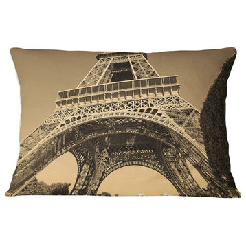 Iconic Paris Paris Eiffel TowerView from Ground Cityscape Throw Pillow, 12"x20"
