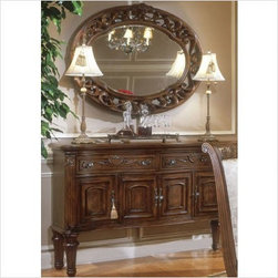 AICO Furniture - Villagio Sideboard and Mirror Set in Hazelnut - 58067/58007 - Bedroom Products