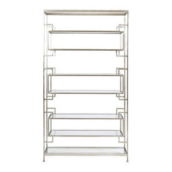 Worlds Away Lamar Silver Leaf Etagere - Bookcases