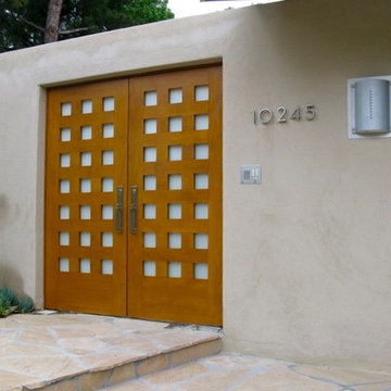 Wood and Opaque Glass Front Entry Door