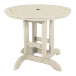 Highwood USA - Round Dining Table, 36", Whitewash - Outdoor Dining Tables