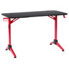 CorLiving Conqueror Black and Red Gaming Desk with LED Lights