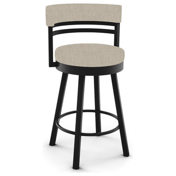 Round Swivel Stool, Black Coral Frame - Marshmello Seat, Counter