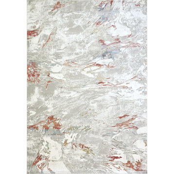 Dynamic Rugs Leda 9874 Organic and Abstract Rug, Ivory and Red, 2'0"x3'5"