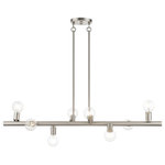 Livex Lighting - Livex Lighting Bannister 8-Light Brushed Nickel Large Chandelier - Simplicity and attention to detail are the key elements of the Bannister collection. The dimensional form, exposed bulbs and combination of finishes adds a playful mood to a contemporary or urban interior. This eight-light asymmetrical large chandelier design gives a new face to a kitchen or dining room. It is shown in a brushed nickel.