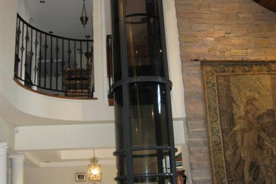 Example of a transitional family room design in Austin