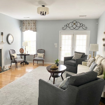 Gray and Cream Transitional Living Room