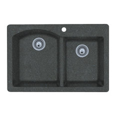 Swan 33x22x9.5 Granite Kitchen Sink, 1-Hole, Nero